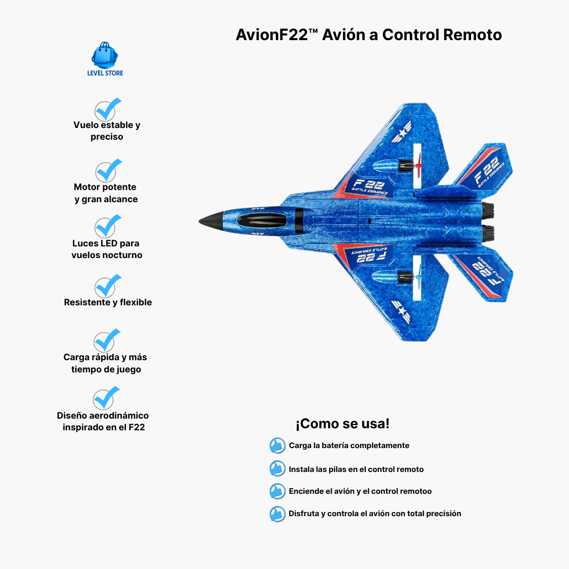 AvionF22™ Avión a Control Remoto
